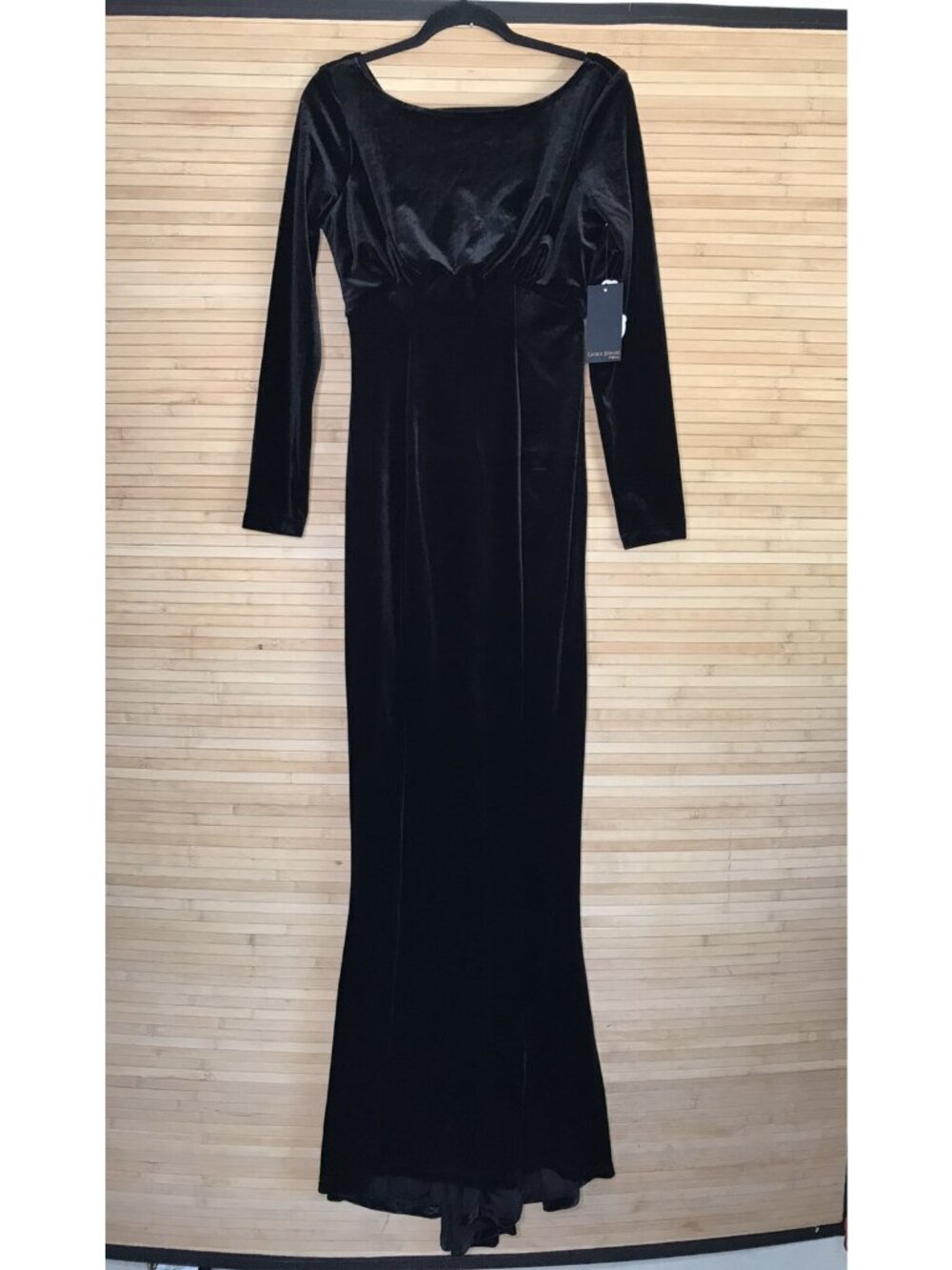 NWT Laura Byrnes sz L 1930s Style Gown Black Velvet Pinup Couture Fishtail